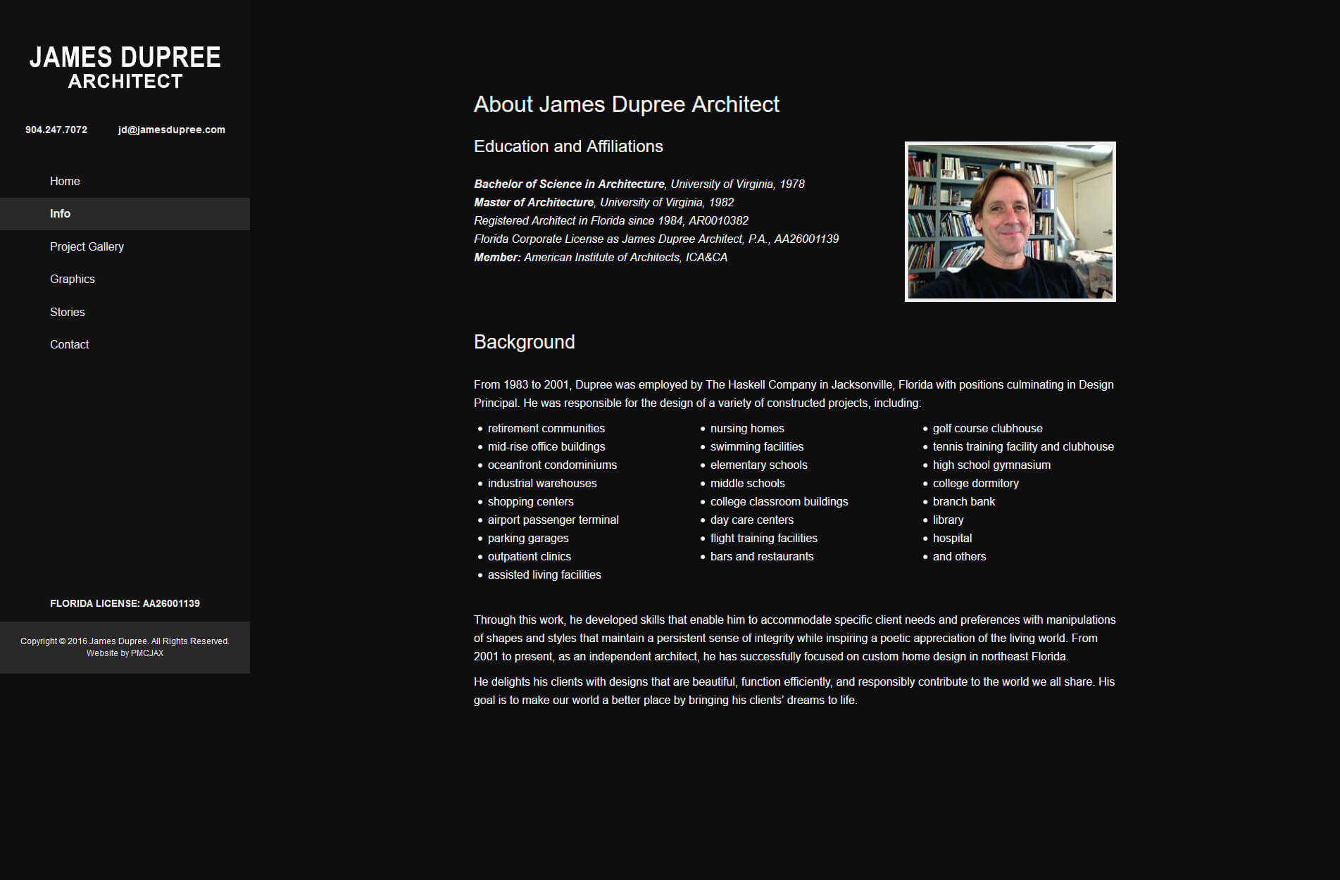 Custom WordPress design for a jacksonville architect